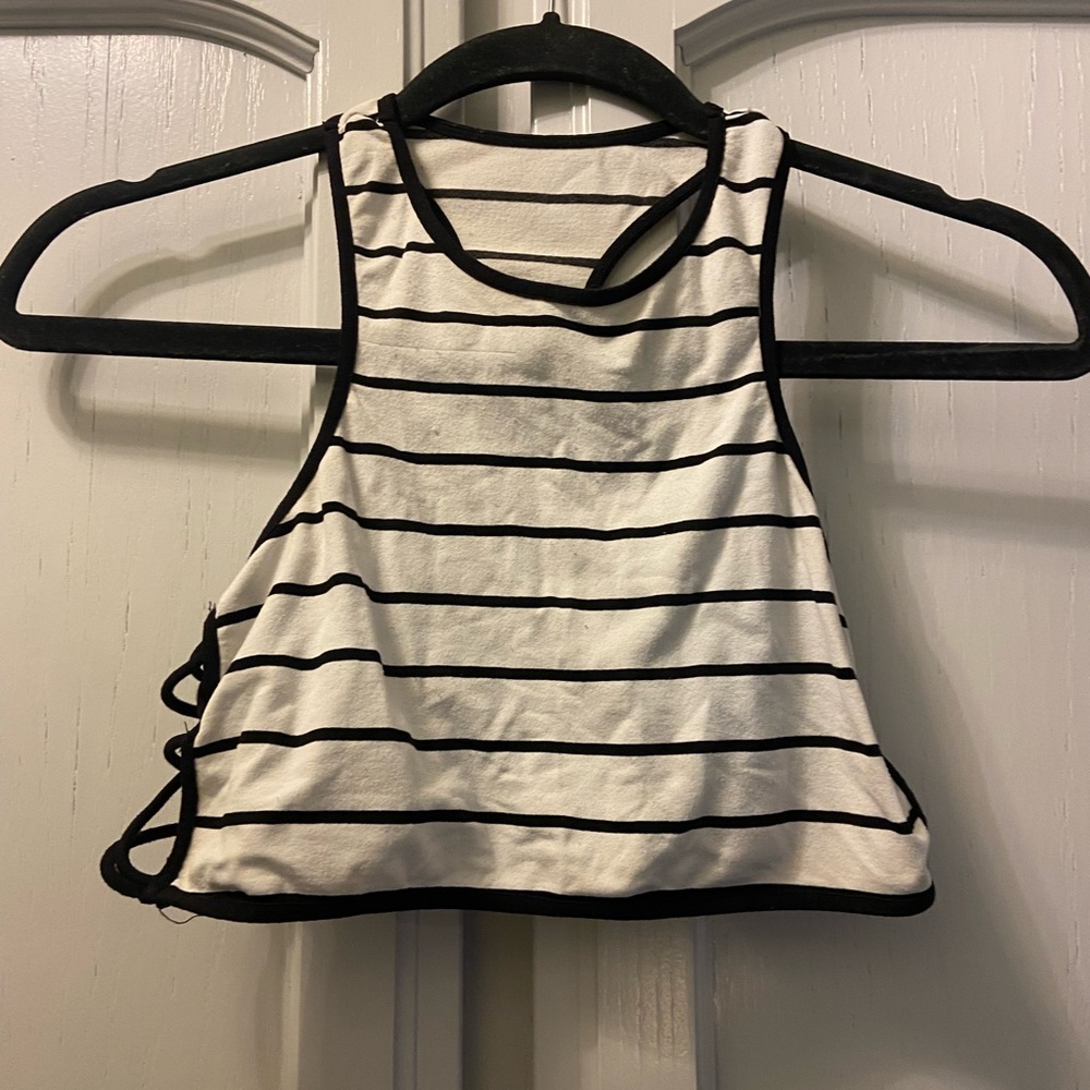 Free People Black and White Striped Tank Top
